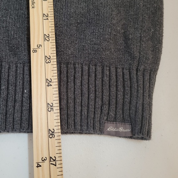 Eddie Bauer Pullover Sweater Mens Size Large Long Sleeve 1/4 Zip Dark‎ Gray 0397 - Picture 6 of 10